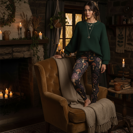 Dark Cottagecore Mushroom Leggings