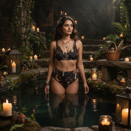 Dark Cottagecore Mushroom Bikini Set