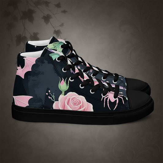 Pastel Goth Bat and Rose High Top Shoes