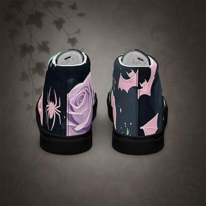 Pastel Goth Bat and Rose High Top Shoes