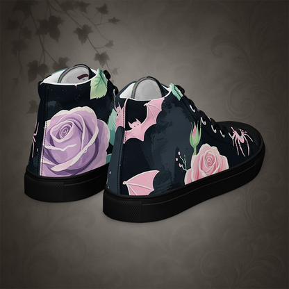 Pastel Goth Bat and Rose High Top Shoes