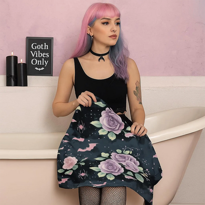 Pastel Goth Bat and Rose Towel