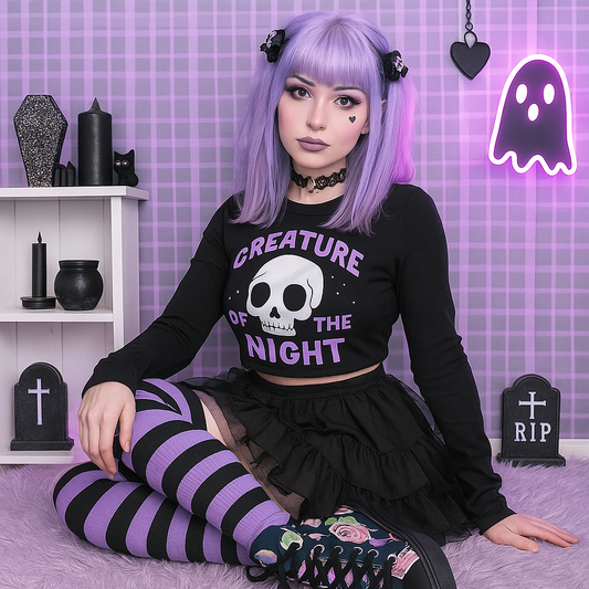 Pastel Goth Bat and Rose High Top Shoes