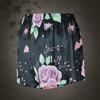 Pastel Goth Bat and Rose Pajama Shorts