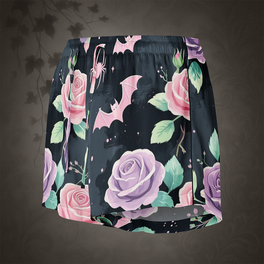 Pastel Goth Bat and Rose Pajama Shorts