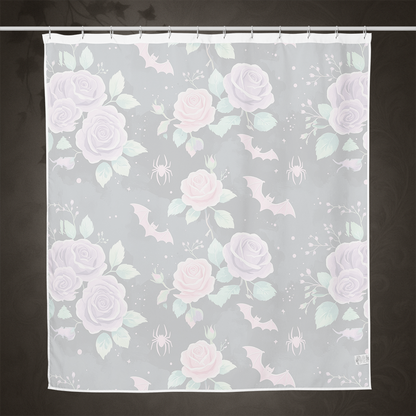 Pastel Goth Bat and Rose Shower Curtain