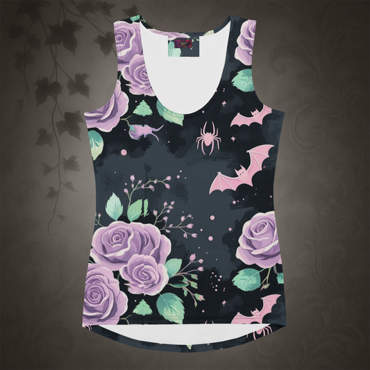 Pastel Goth Bat and Rose Tank Top