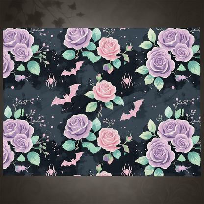 Pastel Goth Bat and Rose Throw Blanket