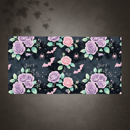 Pastel Goth Bat and Rose Towel