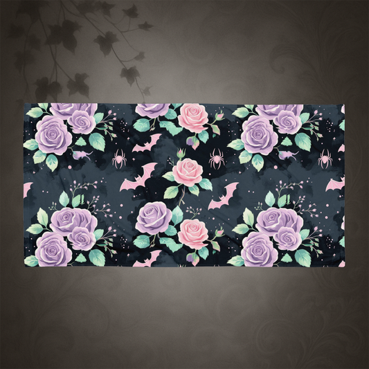 Pastel Goth Bat and Rose Towel