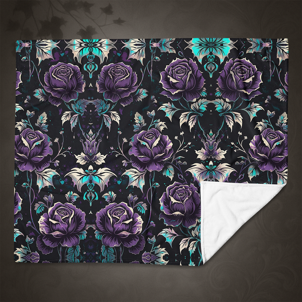 Gothic Floral Rose Throw Blanket