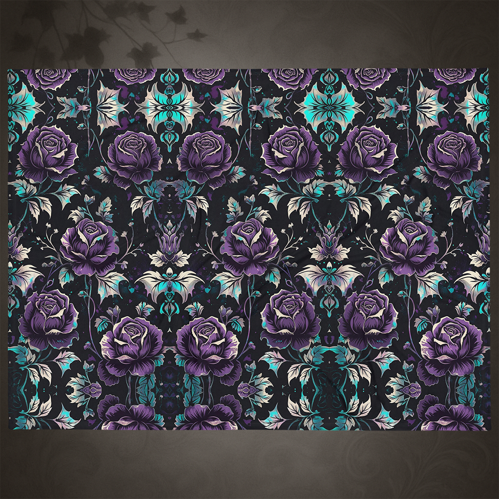 Gothic Floral Rose Throw Blanket