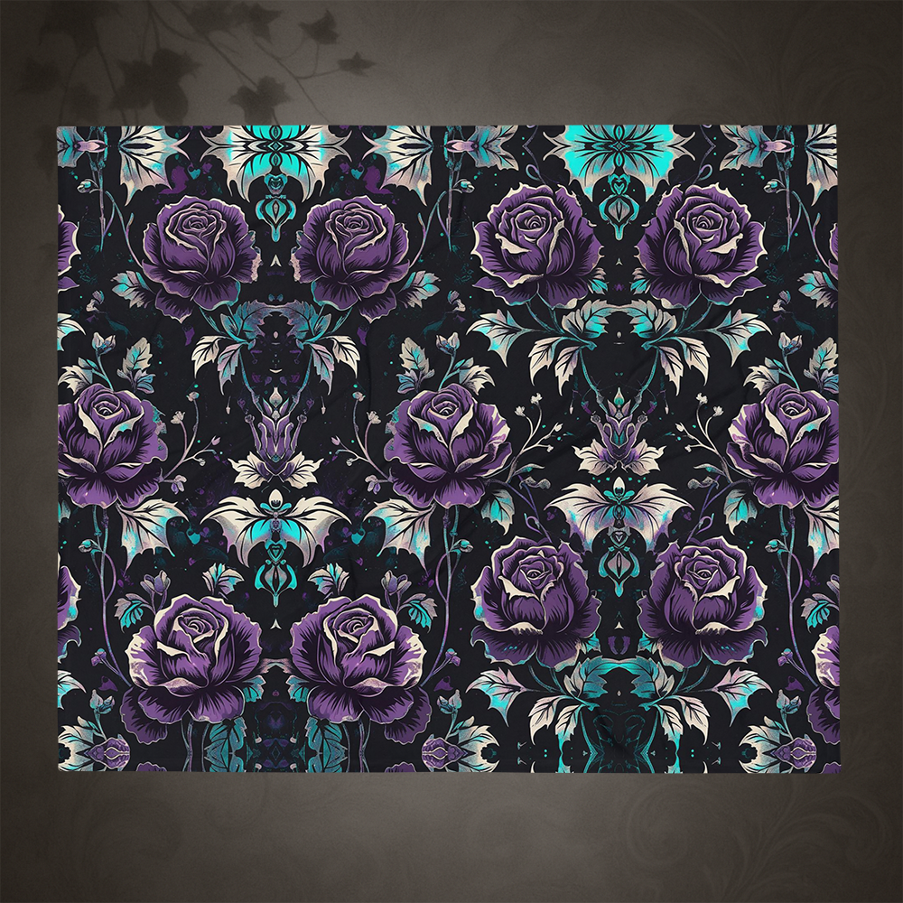Gothic Floral Rose Throw Blanket