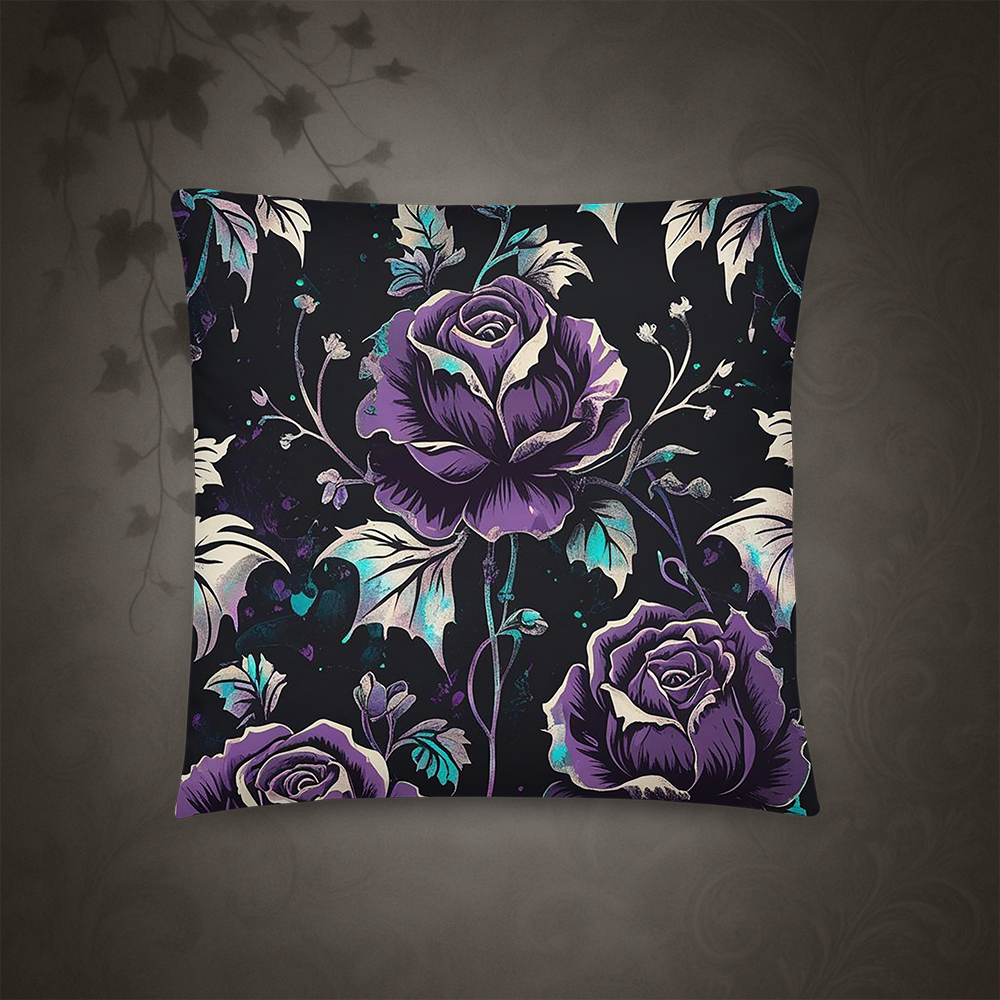 Gothic Floral Rose Throw Pillow