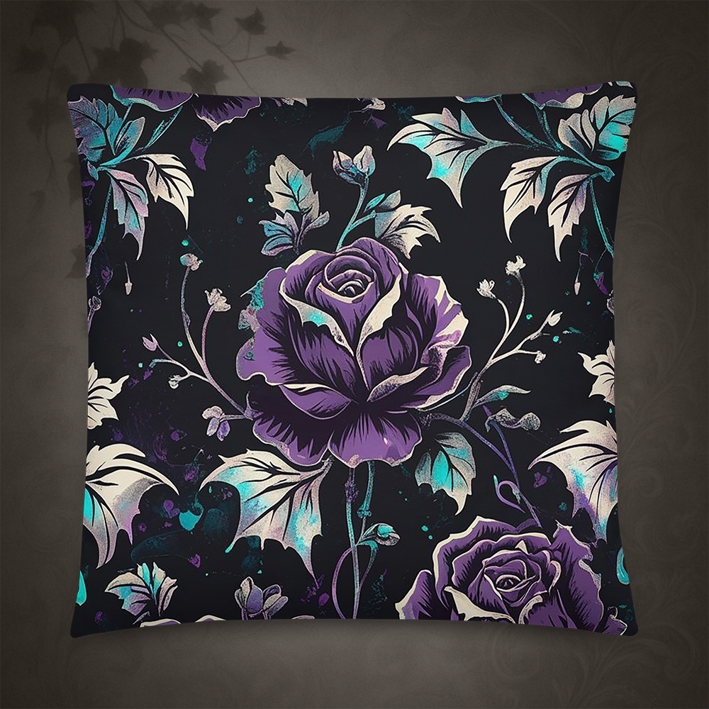 Gothic Floral Rose Throw Pillow