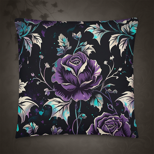 Gothic Floral Rose Throw Pillow