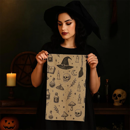 Witchcore Gothic Skull Hand Towel