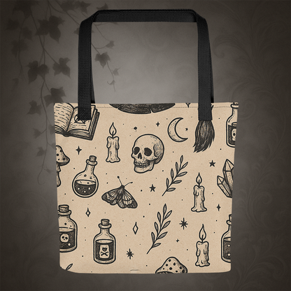 Witchcore Gothic Skull Tote Bag