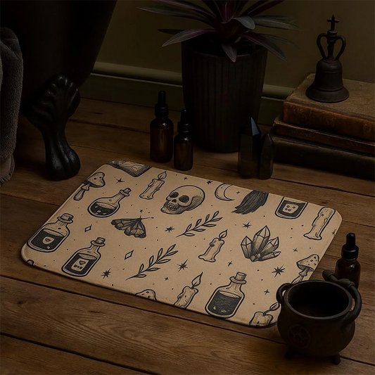 Witchcore Gothic Skull Bath Mat