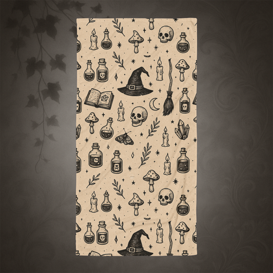 Witchcore Gothic Skull Bath Towel
