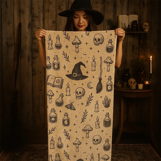 Witchcore Gothic Skull Bath Towel