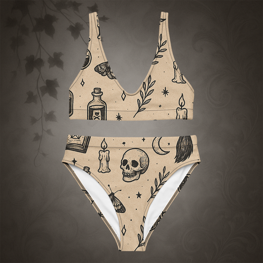 Witchcore Gothic Skull Bikini