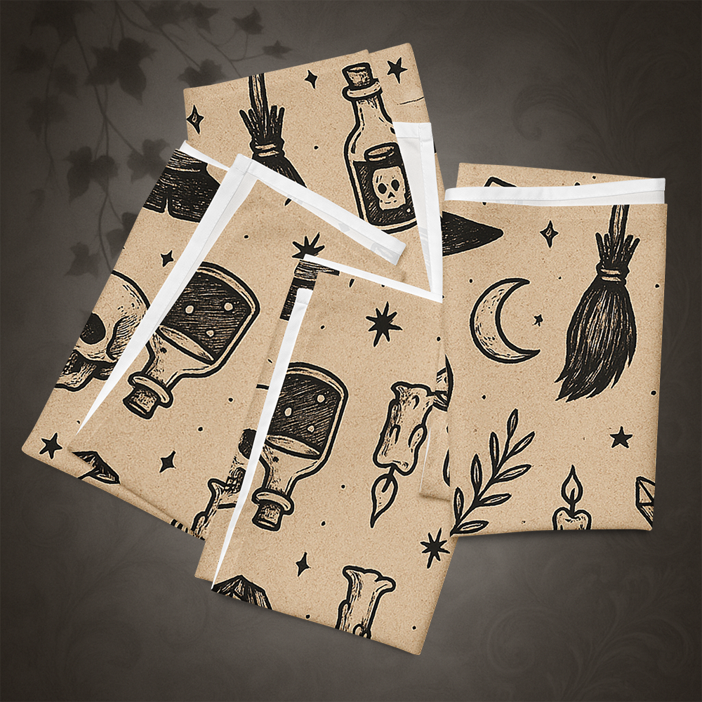 Witchcore Gothic Skull Cloth Napkins