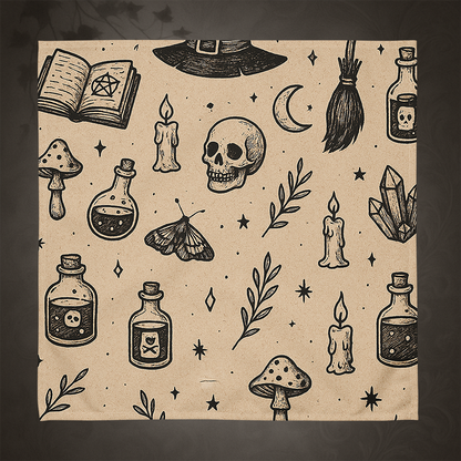 Witchcore Gothic Skull Cloth Napkins