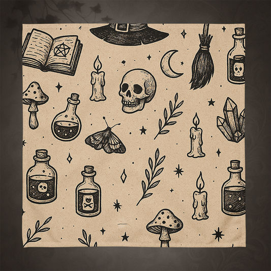 Witchcore Gothic Skull Cloth Napkins
