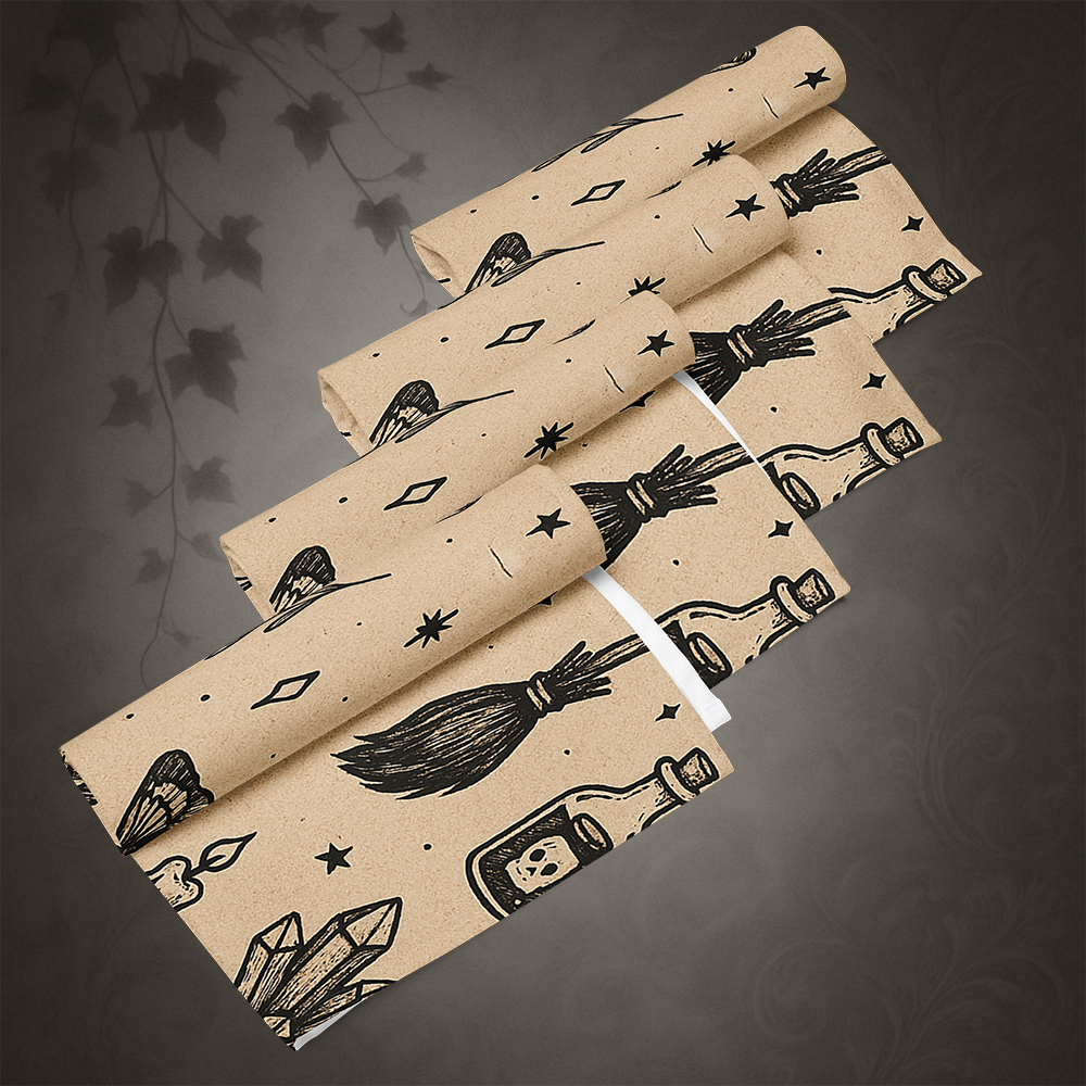 Witchcore Gothic Skull Cloth Napkins