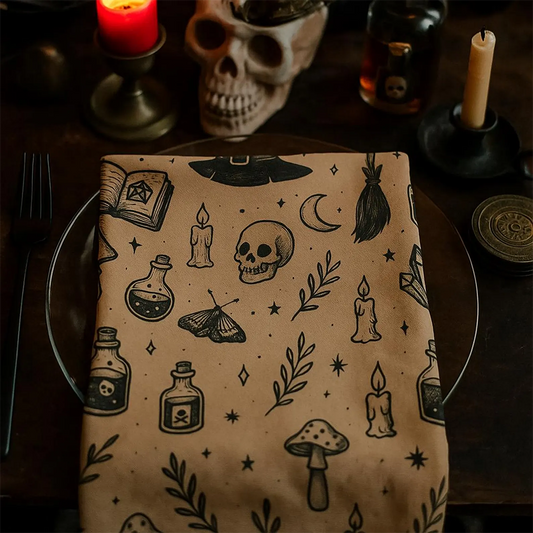 Witchcore Gothic Skull Cloth Napkins