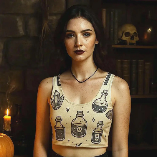Witchcore Gothic Skull Crop Top