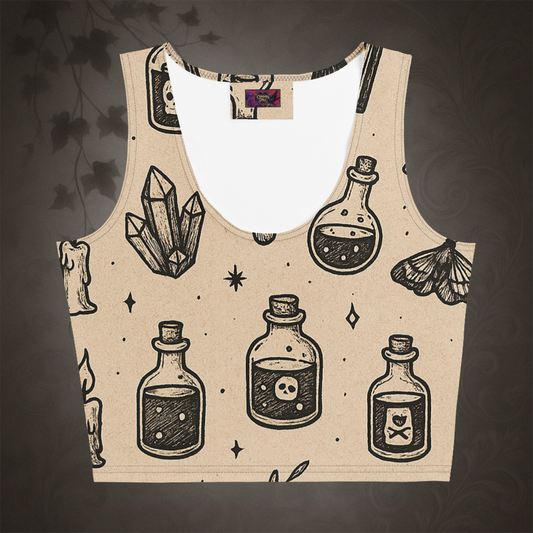 Witchcore Gothic Skull Crop Top