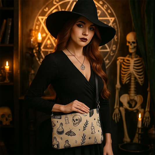 Witchcore Gothic Skull Crossbody Bag