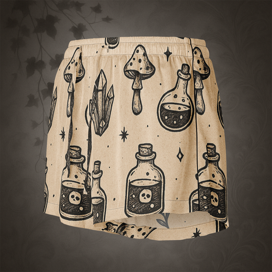Witchcore Gothic Skull Pajama Shorts