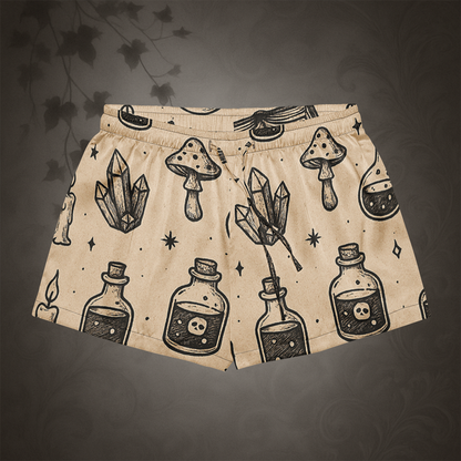 Witchcore Gothic Skull Pajama Shorts