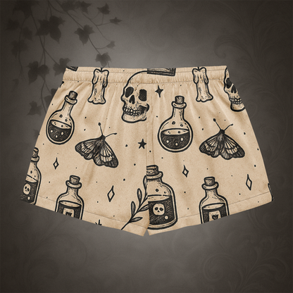 Witchcore Gothic Skull Pajama Shorts