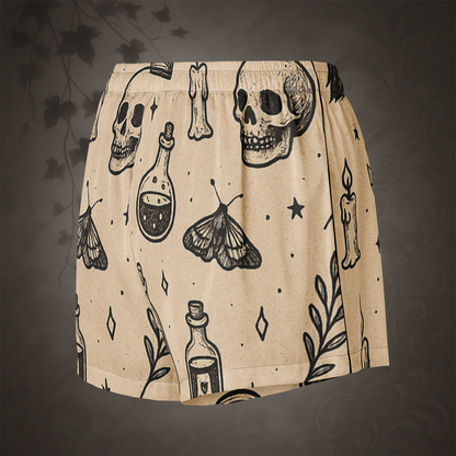 Witchcore Gothic Skull Pajama Shorts