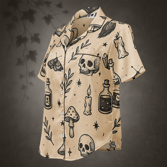 Witchcore Gothic Skull Pajama Top