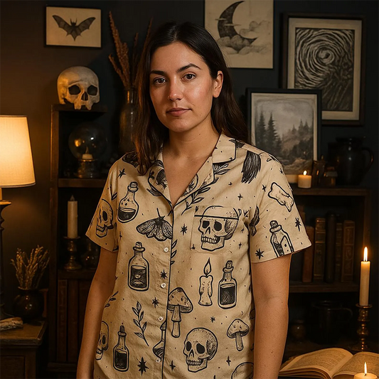 Witchcore Gothic Skull Pajama Top