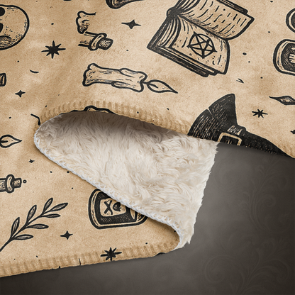 Witchcore Gothic Skull Sherpa Blanket