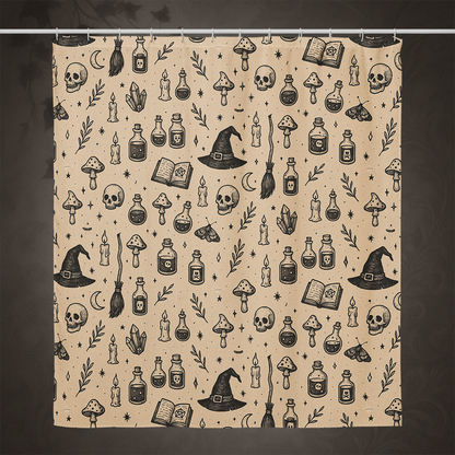 Witchcore Gothic Skull Shower Curtain