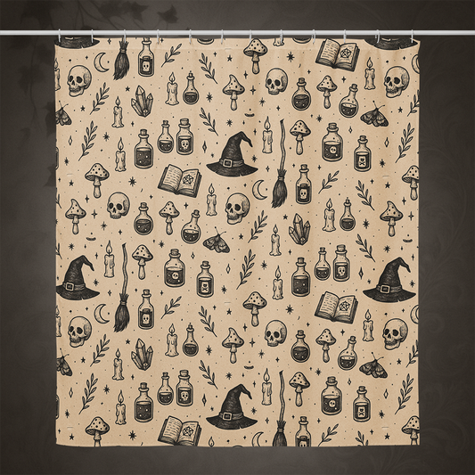 Witchcore Gothic Skull Shower Curtain