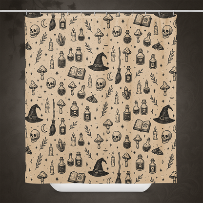 Witchcore Gothic Skull Shower Curtain