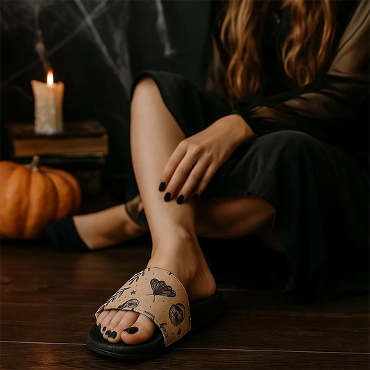 Witchcore Gothic Skull Slide Sandals