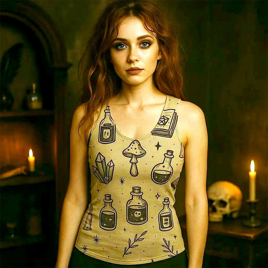 Witchcore Gothic Skull Tank Top
